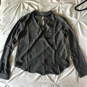 Grey v neck blouse